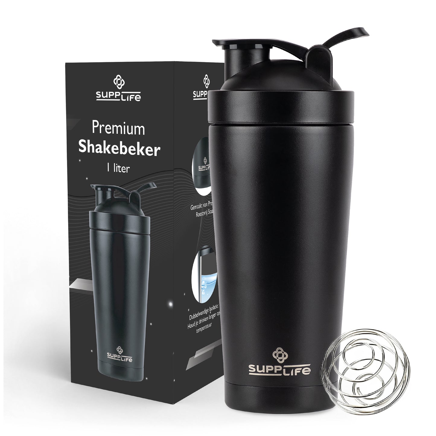 Supplife RVS Shakebeker met Bal - 750 ml