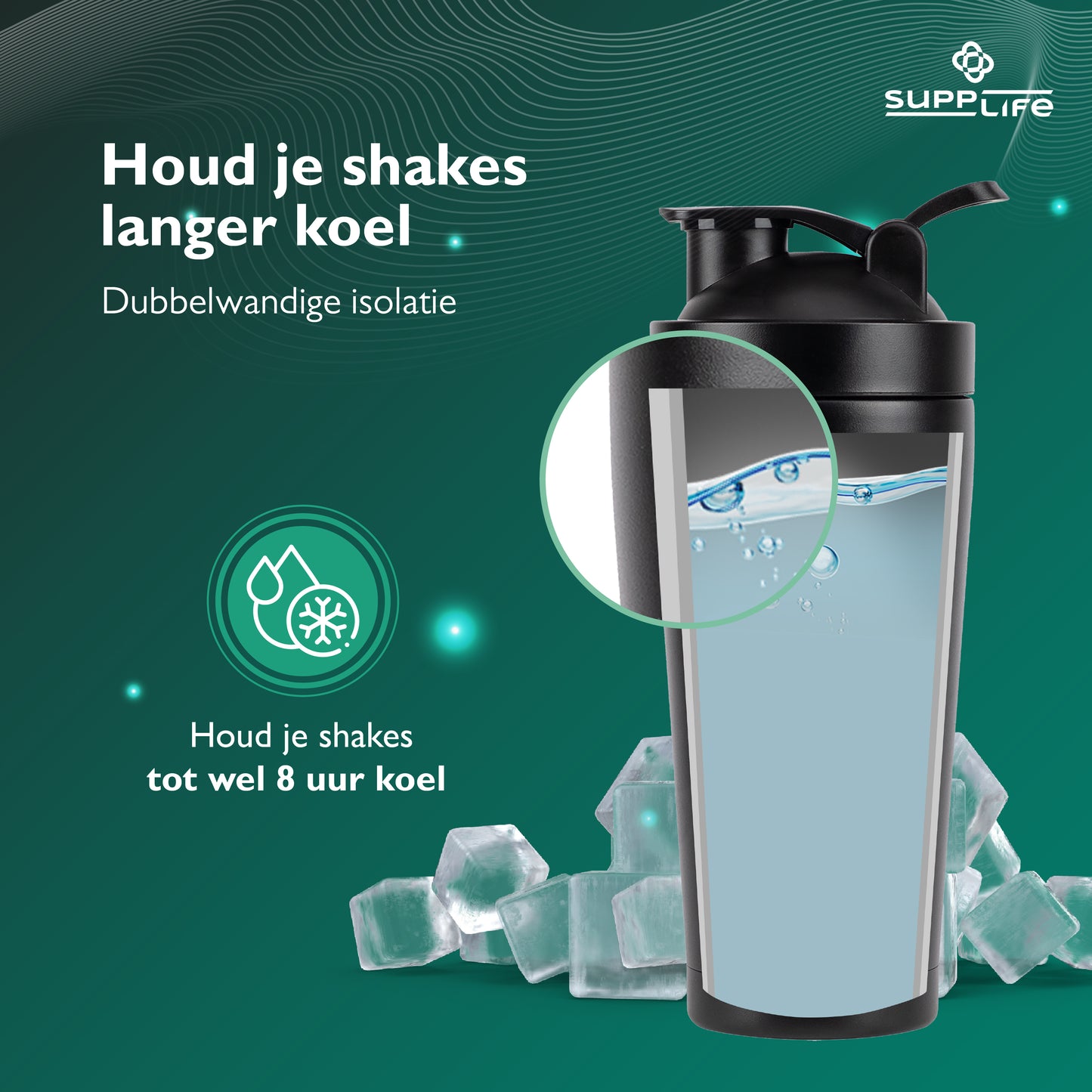 Supplife RVS Shakebeker met Bal - 750 ml