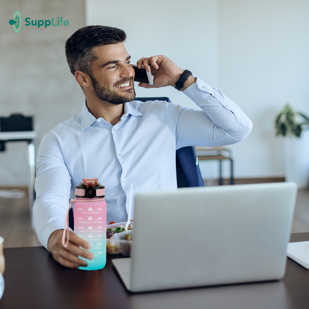 Supplife Motivatie Waterfles Pink Aqua - 600 ml