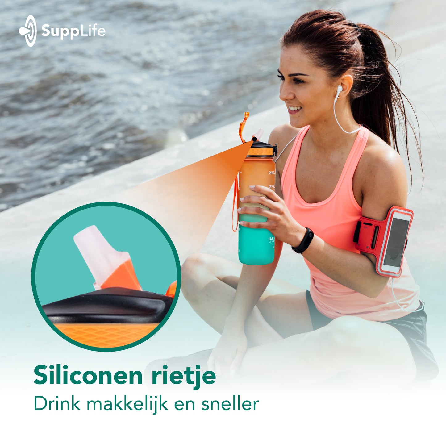 Supplife Nederlandse Motivatie Waterfles - Oranje Cyaan