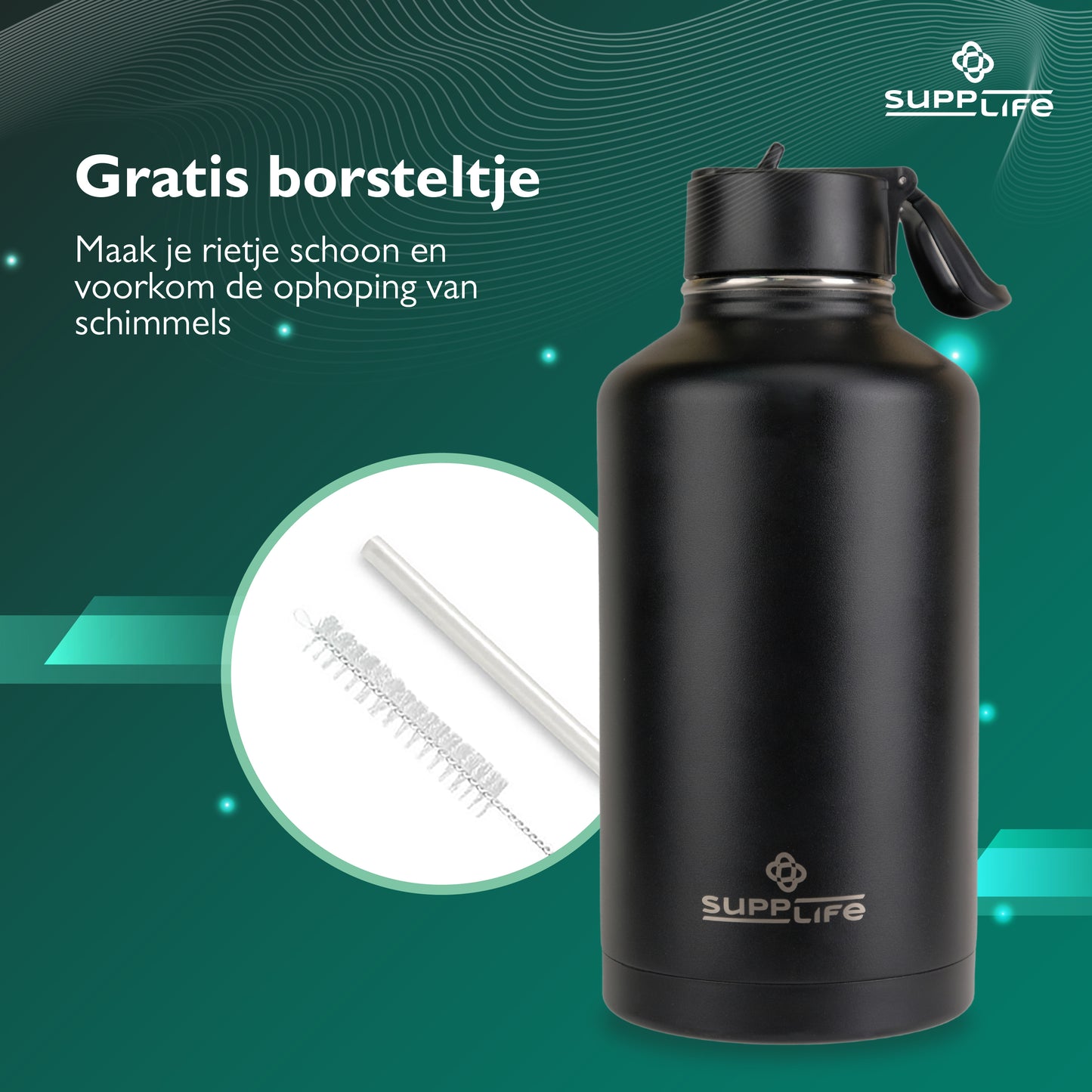 Supplife RVS Waterfles 2 Liter