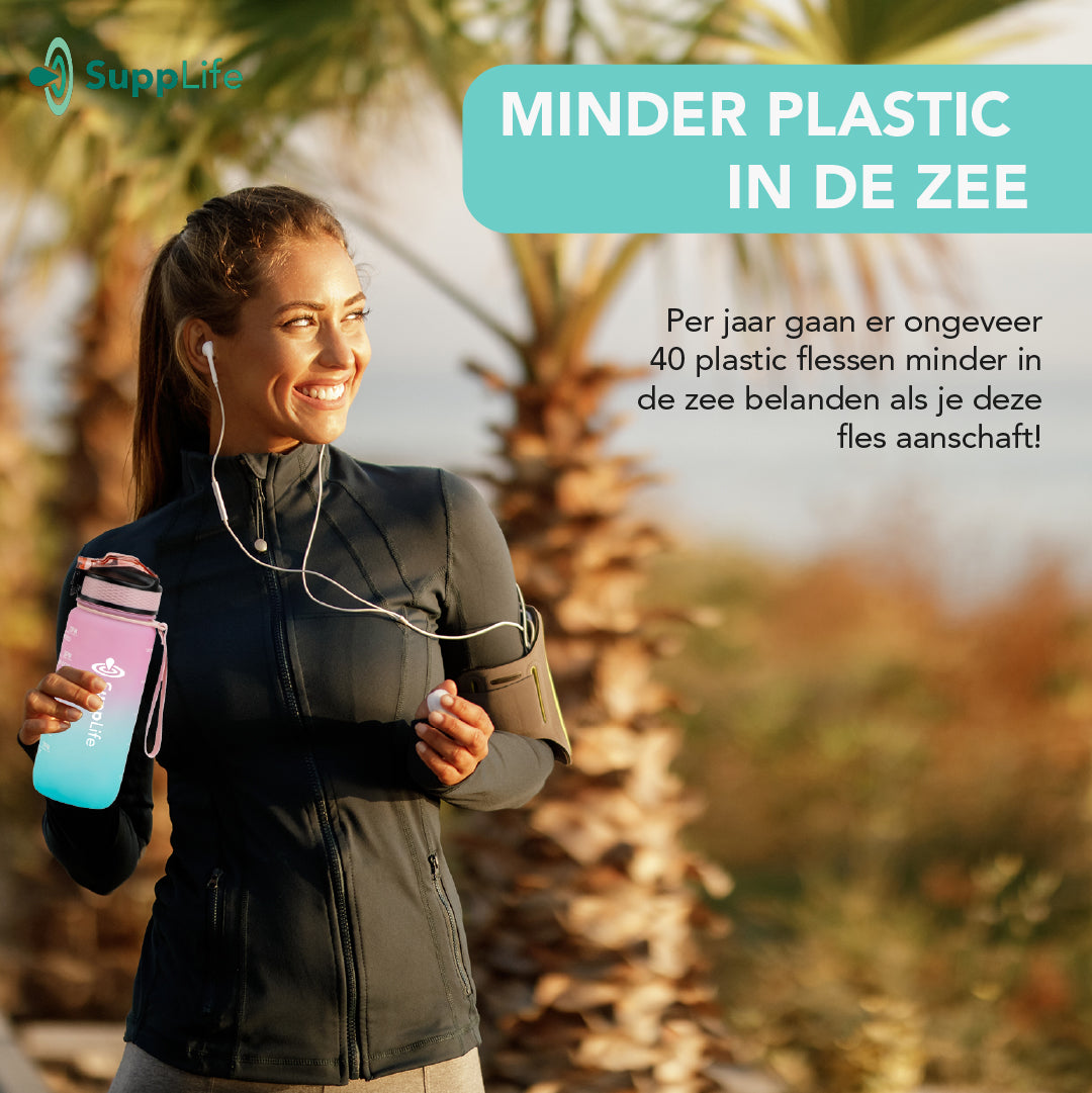Supplife Motivatie Waterfles Pink Aqua - 600 ml