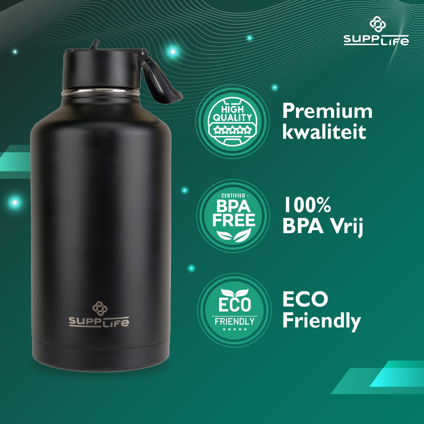 Supplife RVS Waterfles 2 Liter