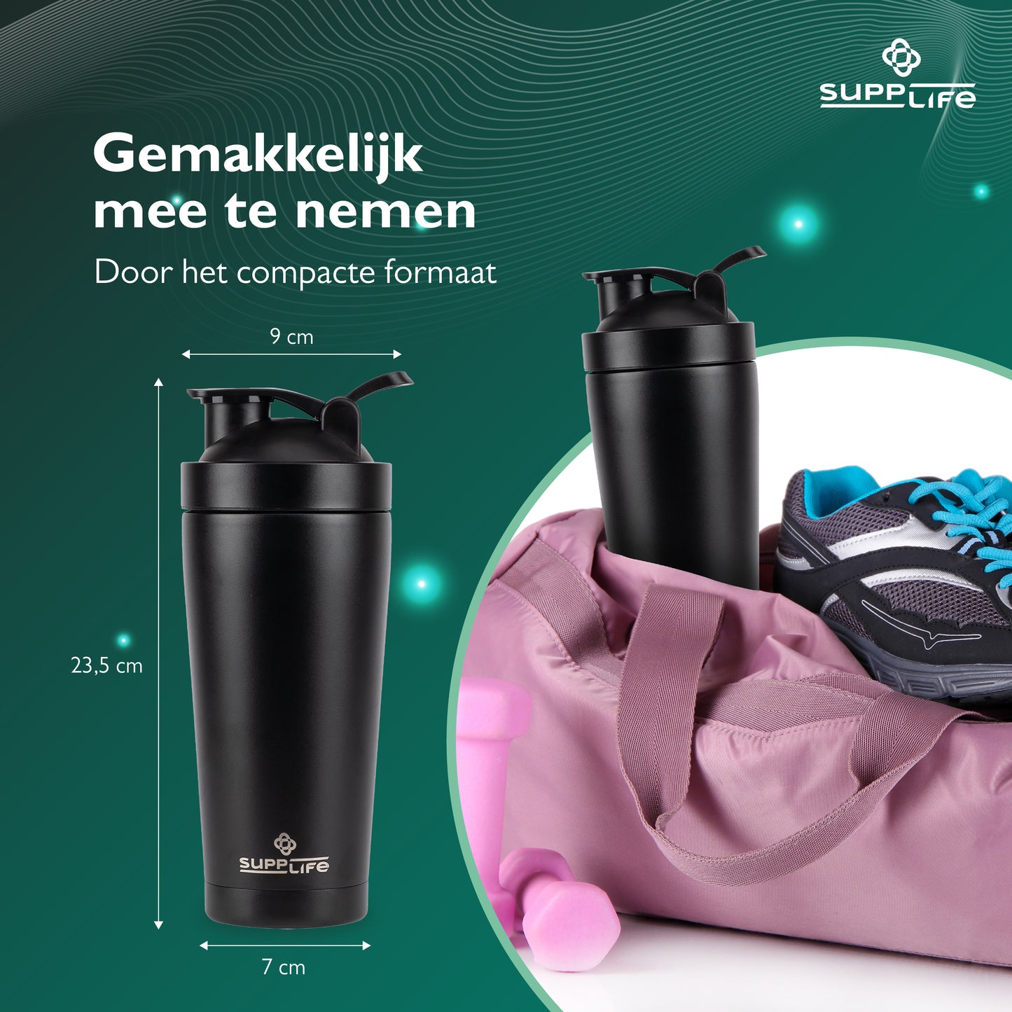 Supplife RVS Shakebeker met Bal - 750 ml