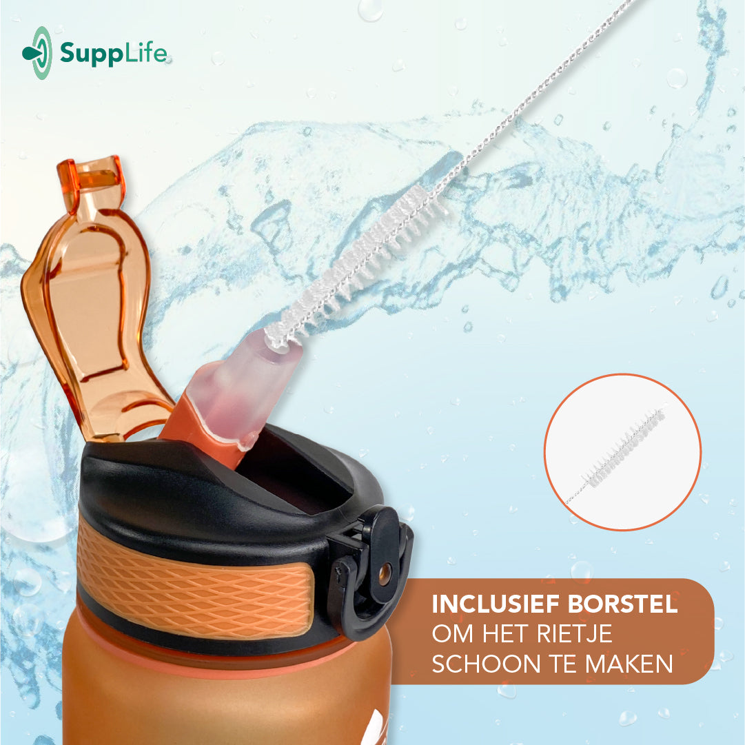 Supplife Motivatie Waterfles Oranje Cyaan - 600 ml