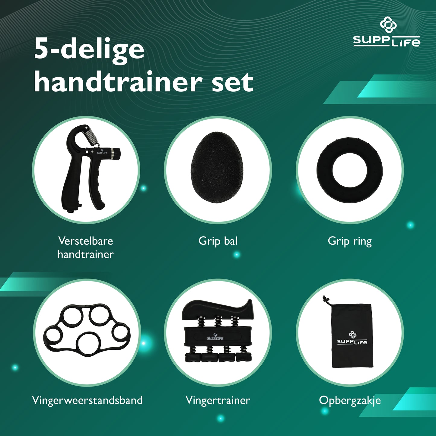 Supplife 5-Delige Fitness Handtrainer Set
