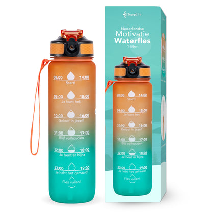 Supplife Nederlandse Motivatie Waterfles - Oranje Cyaan