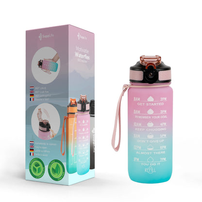 Supplife Motivatie Waterfles Pink Aqua - 600 ml