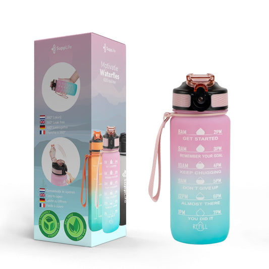 Supplife Motivatie Waterfles Pink Aqua - 600 ml