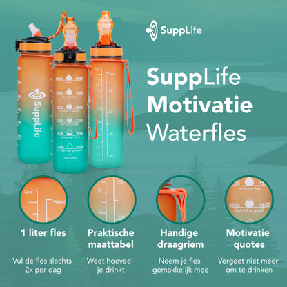 Supplife Nederlandse Motivatie Waterfles - Oranje Cyaan
