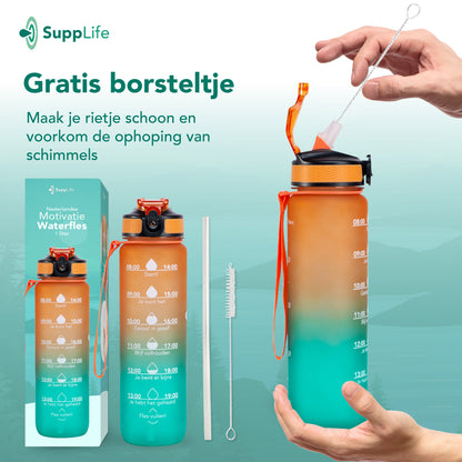 Supplife Nederlandse Motivatie Waterfles - Oranje Cyaan