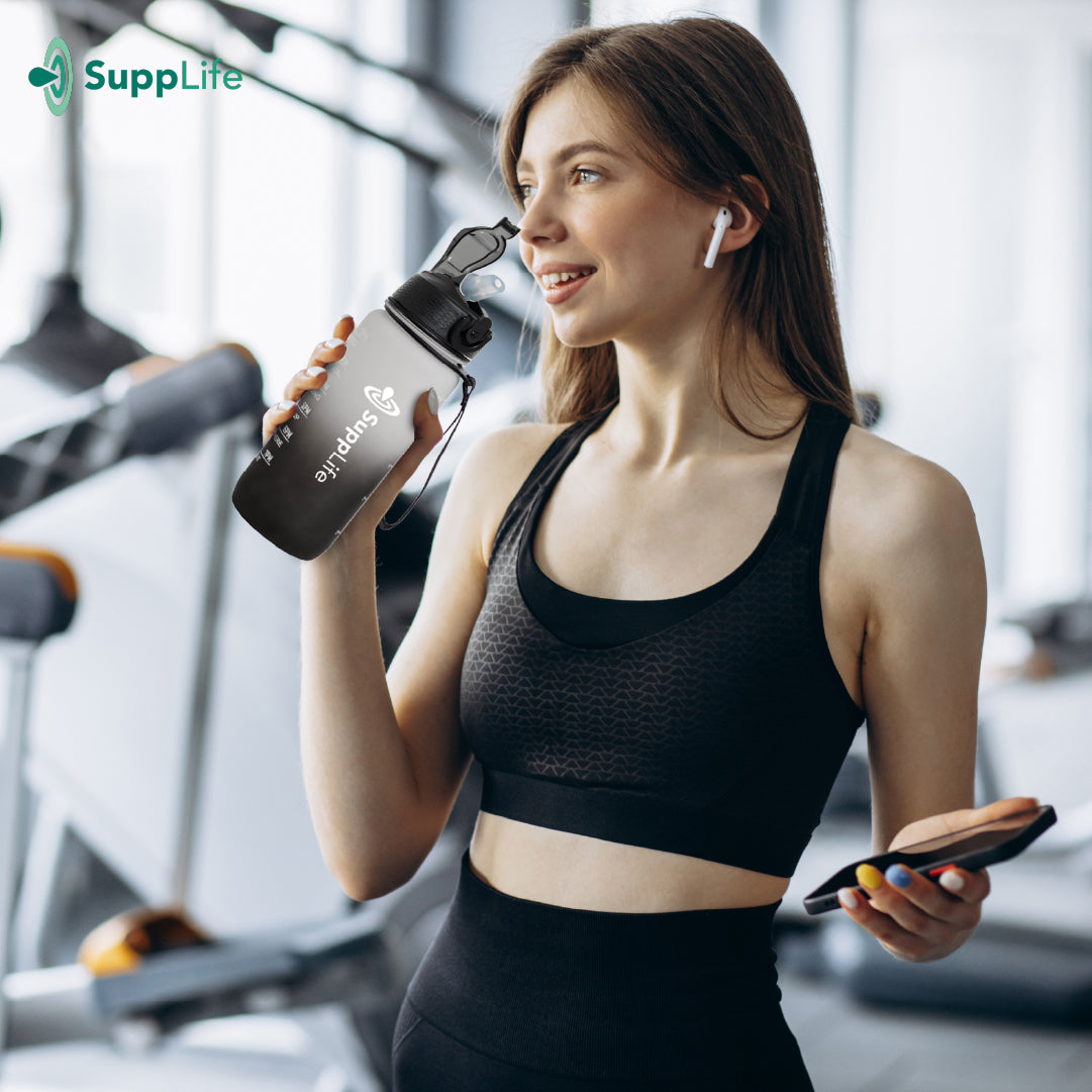 Supplife Motivatie Waterfles Wit Zwart - 600 ml