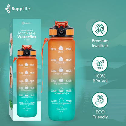 Supplife Nederlandse Motivatie Waterfles - Oranje Cyaan