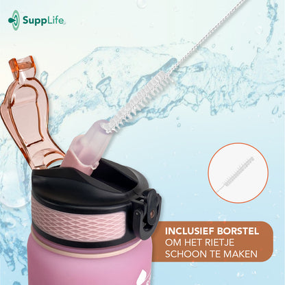 Supplife Motivatie Waterfles Pink Aqua - 600 ml