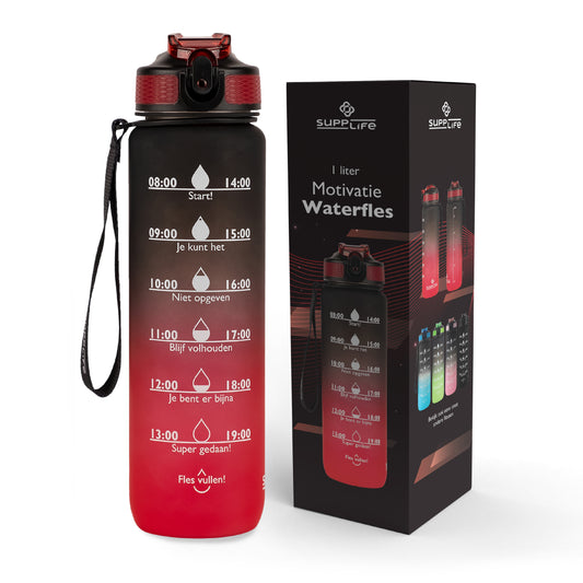 Supplife Nederlandse Motivatie Waterfles - Onyx Red - 1 Liter