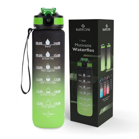 Supplife Nederlandse Motivatie Waterfles - Onyx Lime - 1 Liter