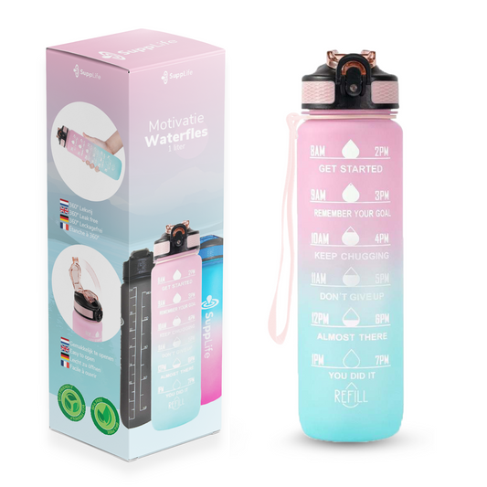 Supplife Motivatie Waterfles Pink Aqua - 1 Liter